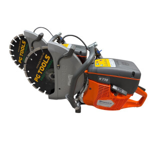 Motorkap Husqvarna K770 med PG Tools diamantkapskiva för asfalt