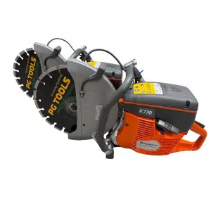 Motorkap Husqvarna K770 med PG Tools diamantkapskiva för asfalt